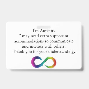Identificación "Soy autista" Tarjeta de comunicación - Conciencia