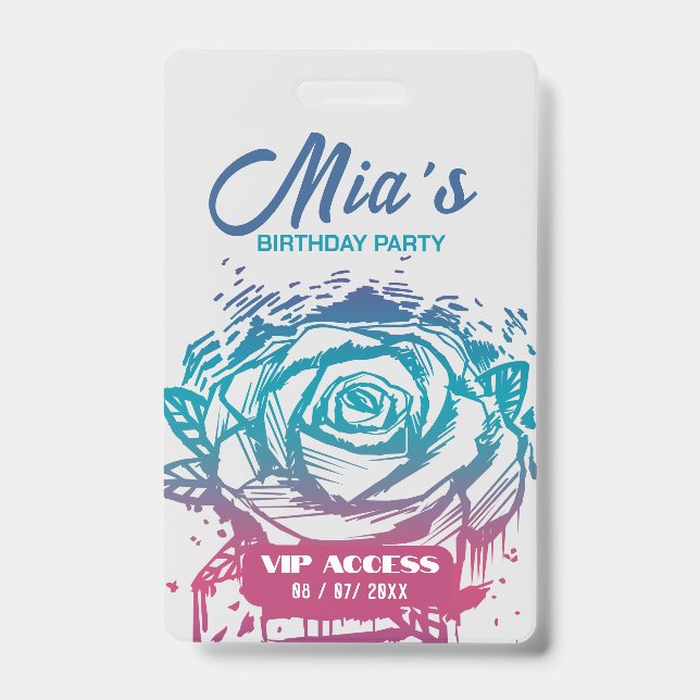 Identificación Tarjeta de acceso VIP de fiesta de cumpleaños (Parte frontal)