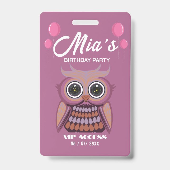 Identificación Tarjeta de acceso VIP de fiesta de cumpleaños (Parte frontal)