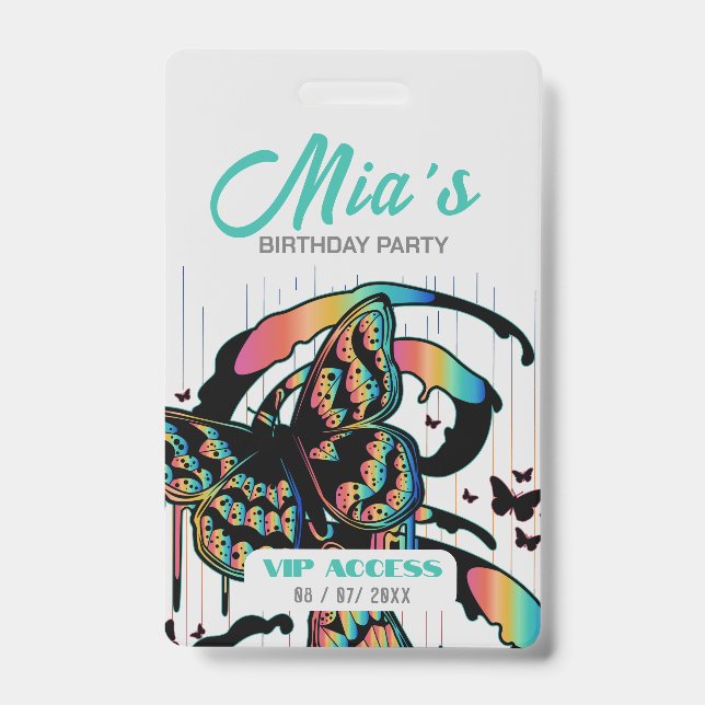Identificación Tarjeta de acceso VIP de fiesta de cumpleaños (Parte frontal)