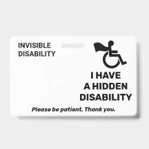Tarjeta de Alerta de Discapacidad Invisible Oculta