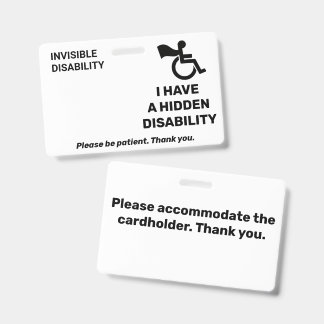 Identificación Tarjeta de Alerta de Discapacidad Invisible Oculta