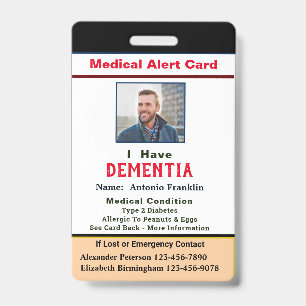 Identificación Tarjeta de Alerta Médica con Foto de Adulto Niño D