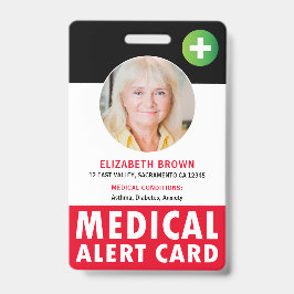 Identificación Tarjeta de Alerta Médica Personalizada