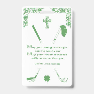 Identificación Tarjeta de bendición para los golfistas irlandeses