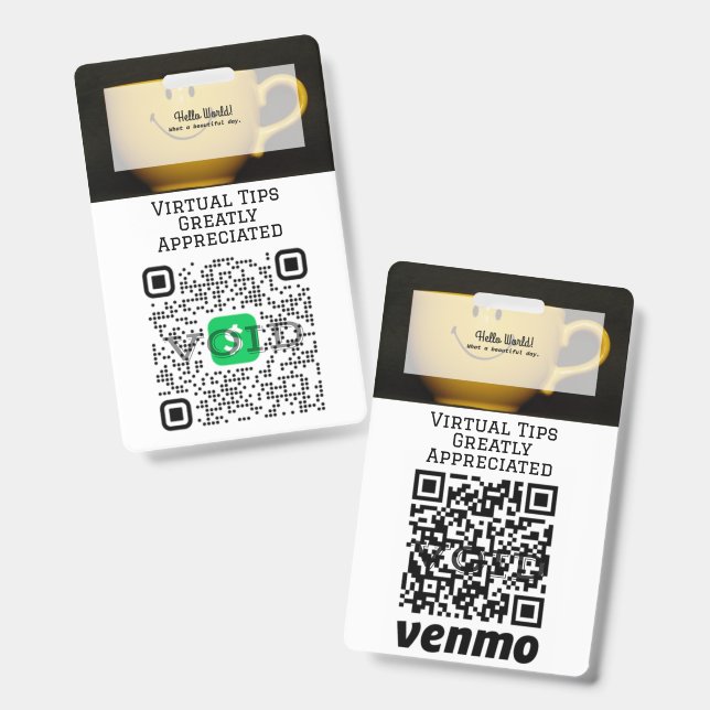 Identificación Tarjeta de código QR sin caché virtual (Parte frontal y trasera)