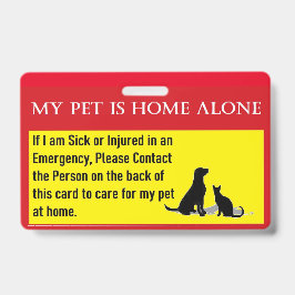 Identificación Tarjeta de emergencia para el hogar del Mascota so