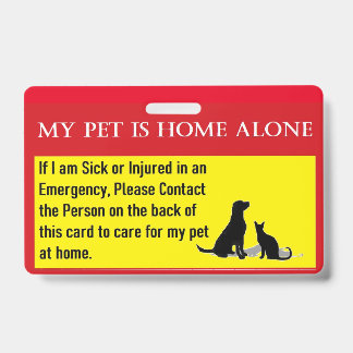 Identificación Tarjeta de emergencia para el hogar del Mascota so