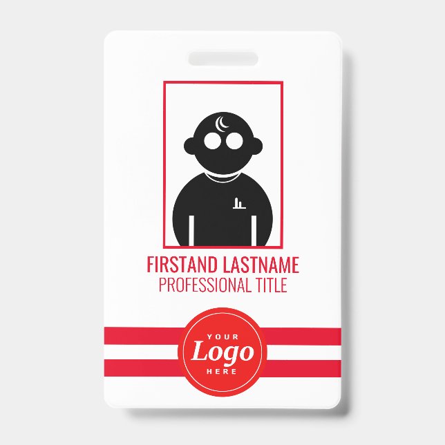 Identificación Tarjeta de empleado codificada en QR rojo V1 (Parte frontal)