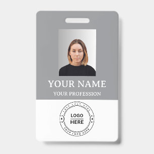Identificación Tarjeta de empleado Gris personalizado con foto, l