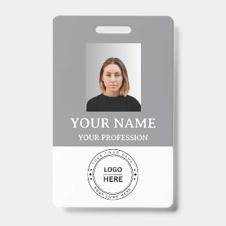 Identificación Tarjeta de empleado Gris personalizado con foto, l