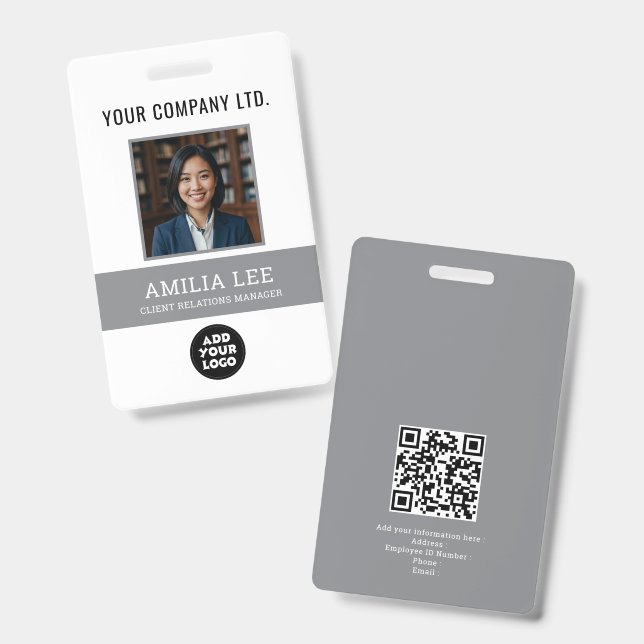 Identificación Tarjeta de Empleado Personalizada con Logotipo de  (Parte frontal y trasera)