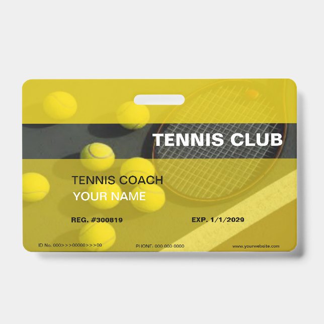 Identificación Tarjeta de entrenador de tenis (Parte frontal)