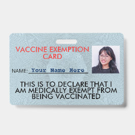 Identificación Tarjeta de exención de vacuna ID