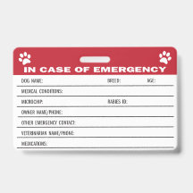 Tarjeta de información médica de emergencia para p