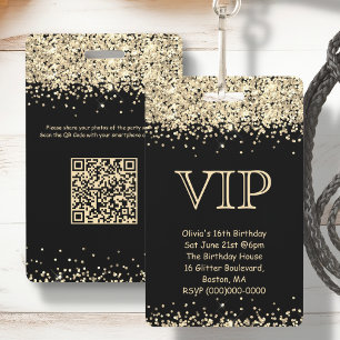 Identificación Tarjeta de invitación de cumpleaños VIP Código QR 