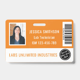 Identificación Tarjeta de Naranja de foto de escuela o empresa