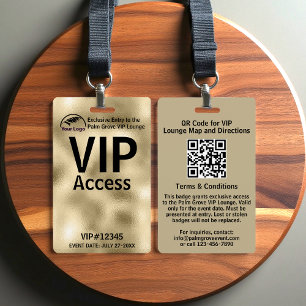 Identificación Tarjeta de paso VIP Relieve metalizado dorado pe
