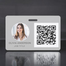 Tarjeta de presentación con código QR gris platead