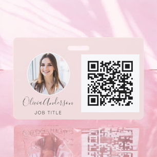 Identificación Tarjeta de presentación con código QR rosa sonroja