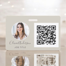 Tarjeta de presentación con código QR tono tierra 