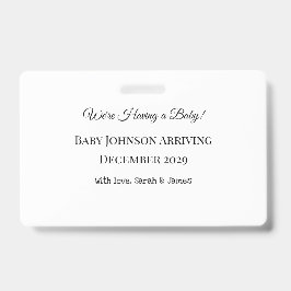 Identificación Tarjeta de revelación de bebé personalizado