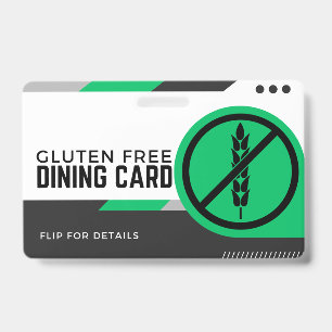 Identificación Tarjeta de seguridad Gluten Free Dining Restaurant