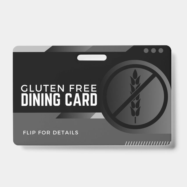 Identificación Tarjeta de Seguridad para Comer sin Gluten en Rest (Parte frontal)