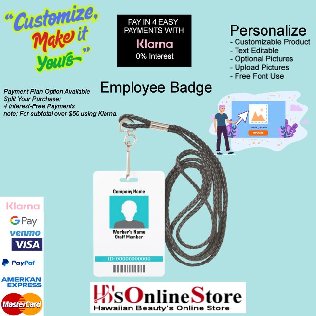 Identificación Tarjeta de trabajadores de plástico de personaliza (Employee Plastic Workers Staff Member Badge 1.)