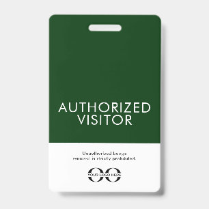 Identificación Tarjeta de visitante autorizada verde personalizad