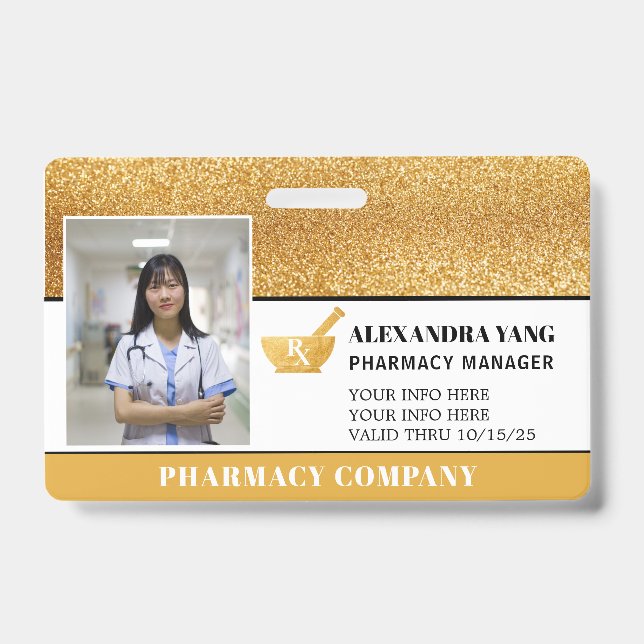 Identificación Tarjeta fotográfica de lujo Pharmacy Gold (Parte frontal)