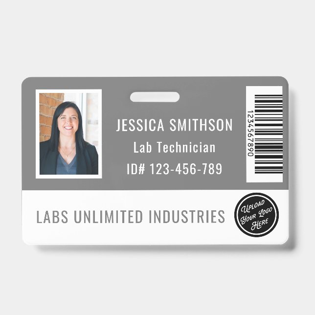 Identificación Tarjeta gris de foto de escuela o empresa (Parte frontal)