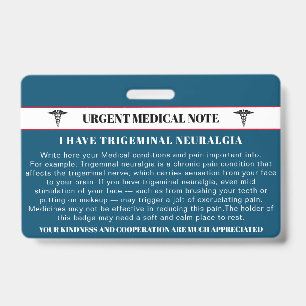 Identificación Tarjeta Médica de Emergencia para Neuralgia Trigem