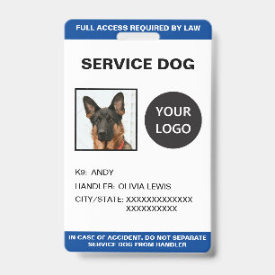 Identificación Tarjeta Personalizada de Servicio de Perro Guía co