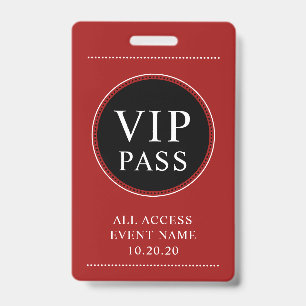 Identificación Tarjeta roja de acceso para todos VIP