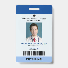 Identificación Tarjeta vertical + código de barras - Azul