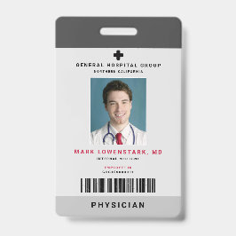 Identificación Tarjeta vertical + código de barras - gris