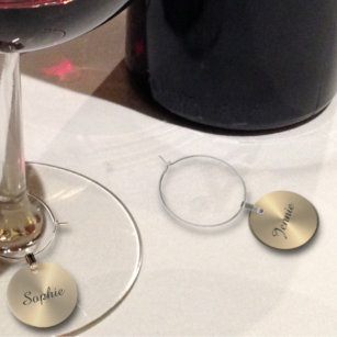 Identificador De Copa Encantos personalizados de vidrio de vino de oro