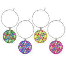 Geranium Garden Wine Charms de cuatro
