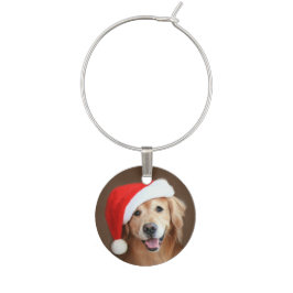 Identificador De Copa Golden retriever con el gorra de Santa
