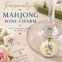Mahjong Personalizado de Pájaro con Floral Elegant