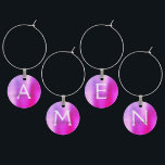Identificador De Copa Monograma lujoso morado rosa moderno y elegante<br><div class="desc">Lujoso color morado y rosa Ombre Moderno y Elegante Monograma Metálico Faux Cepillado Metalizado Encanto del Vino. Estos encantos de vino se pueden personalizar para incluir su nombre inicial y su nombre de pila. Los Faux Stainless Steel Wine Charms hacen un gran regalo de Ducha de Novias, Fiesta de Cumpleaños...</div>