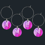 Identificador De Copa Monograma lujoso morado rosa moderno y elegante<br><div class="desc">Lujoso color morado y rosa Ombre Moderno y Elegante Monograma Metálico Faux Cepillado Metalizado Encanto del Vino. Estos encantos de vino se pueden personalizar para incluir su nombre inicial y su nombre de pila. Los Faux Stainless Steel Wine Charms hacen un gran regalo de Ducha de Novias, Fiesta de Cumpleaños...</div>