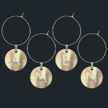 Identificador De Copa Monograma lujoso y moderno<br><div class="desc">Lujoso Monograma Metálico Faux Moderno y Elegante Cepillado Metalizado del Encanto del Vino. Estos encantos de vino se pueden personalizar para incluir su nombre inicial y su nombre de pila. Los encantos del vino de acero inoxidable Faux hacen un gran regalo de ducha de novia, fiesta de cumpleaños o fiesta...</div>