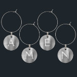 Identificador De Copa Monograma Moderno y Elegante Plata De Lujo<br><div class="desc">Lujo Plata Moderno y Elegante Monograma Metálico Faux Cepilló Metalizado Encanto del Vino. Estos encantos de vino se pueden personalizar para incluir su nombre inicial y su nombre de pila. Los encantos plateados del vino de acero inoxidable Faux hacen un gran regalo de ducha de novias, fiesta de cumpleaños o...</div>