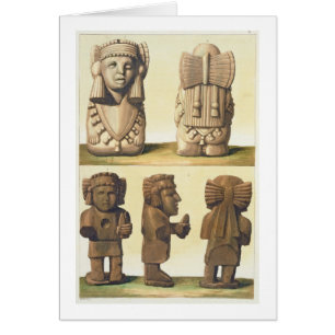 Ídolos aztecas, México (litografía de color)