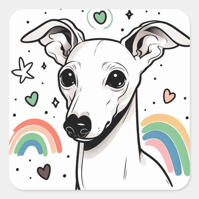 Iggy Italian Greyhound Doodle Pegatinas (Anverso)