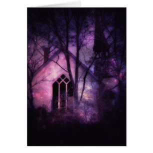 Iglesia abandonada cielo nocturno púrpura arte dig