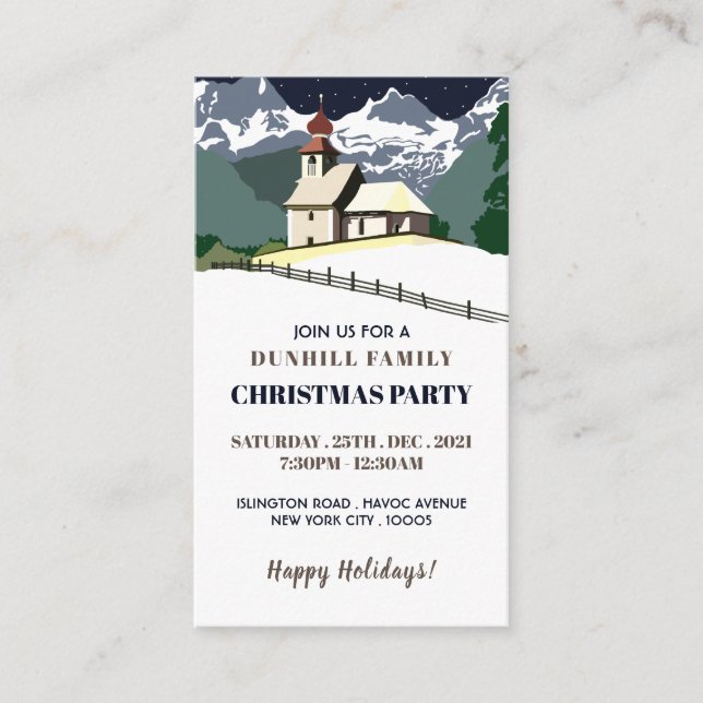 Iglesia de la montaña, Fiesta Navidad Invitación a (Anverso)