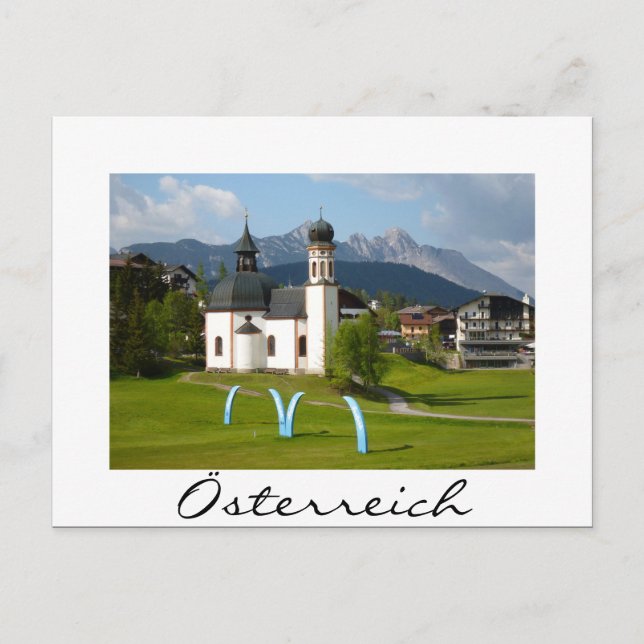 Iglesia de la postal de texto blanco de Österreich (Anverso)